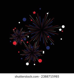 Fireworks celebrate holidays in Australia. Happy Australian day. Fireworks in the night sky. Vector template for banner, typography poster, greeting card, flyer, t shirt, postcard, etc.