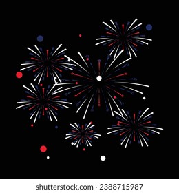 Fireworks celebrate holidays in Australia. Happy Australian day. Fireworks in the night sky. Vector template for banner, typography poster, greeting card, flyer, t shirt, postcard, etc.