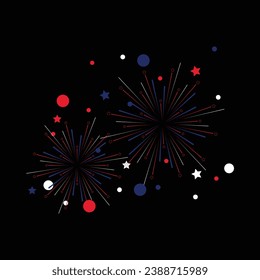 Fireworks celebrate holidays in Australia. Happy Australian day. Fireworks in the night sky. Vector template for banner, typography poster, greeting card, flyer, t shirt, postcard, etc.