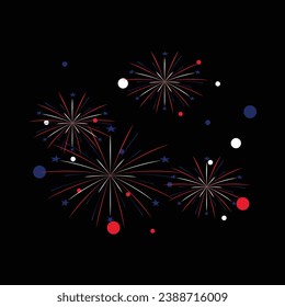 Fireworks celebrate holidays in Australia. Happy Australian day. Fireworks in the night sky. Vector template for banner, typography poster, greeting card, flyer, t shirt, postcard, etc.