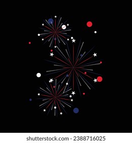 Fireworks celebrate holidays in Australia. Happy Australian day. Fireworks in the night sky. Vector template for banner, typography poster, greeting card, flyer, t shirt, postcard, etc.