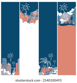 Fireworks Celebrating on Different Backgrounds