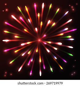 Fireworks celebration anniversary colorful salute decorative background vector illustration