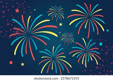 Fireworks Celebration Background, Celebrative banner template