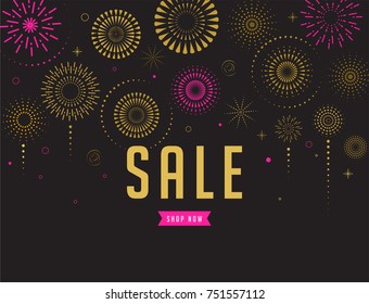 Fireworks and celebration background, sale poster and banner 