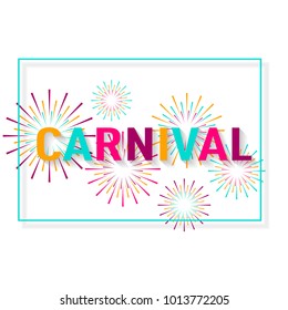 Fireworks and celebration background, winner, victory poster, banner. Creative poster for carnival celebrations