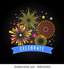 Fireworks and celebration background, winner, victory poster, banner