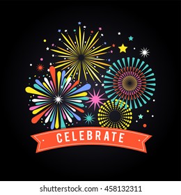 Fireworks Celebration Background Winner Victory Poster Stock Vector ...