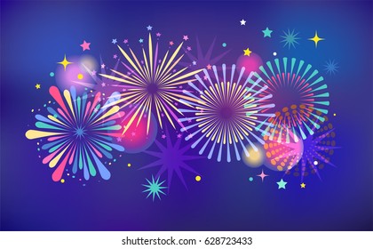 Fireworks and celebration background, winner, victory poster, banner 