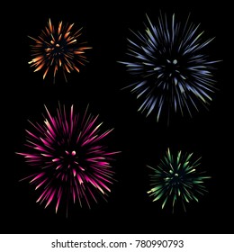 fireworks celebration flat,vector.