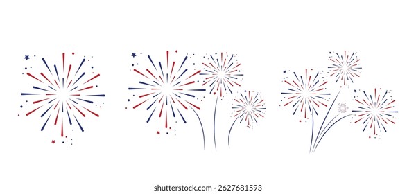 Fireworks Celebration Fourth of July with a red and blue stars and sparks United states of america independence day fireworks