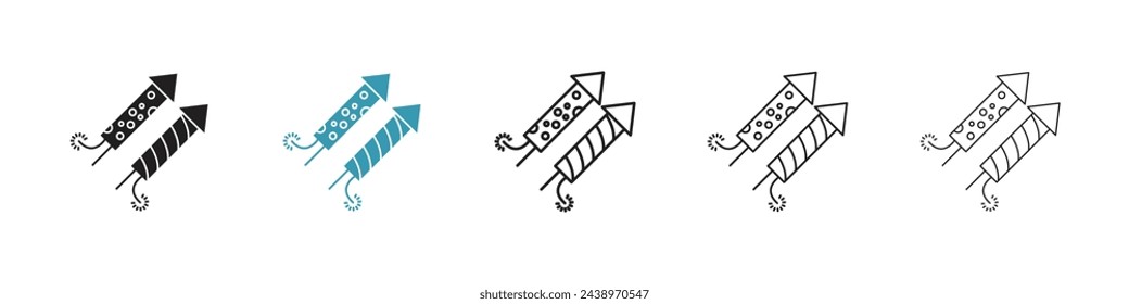Fireworks Celebration Sign. Firecracker Vector Pictogram. New Year or Christmas Rocket Icons.