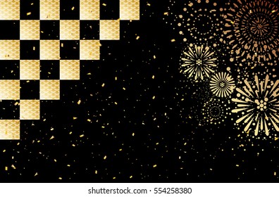 Fireworks and checkered background