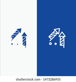 Fireworks, China, Chinese, Firecracker Line and Glyph Solid icon Blue banner