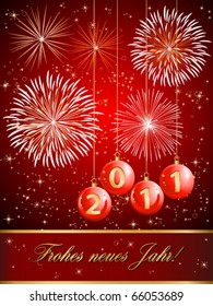 fireworks and christmas balls 2011 - vector illustration