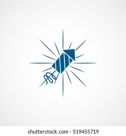 Fireworks Christmas New Year Blue Flat Icon On White Background