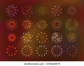 fireworks circles vector design elements set