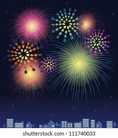 Fireworks in the city