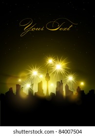 fireworks in the city - vector illustration