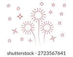 Fireworks clipart, icon, vector, illustration, fireworks on white background for holiday, Xmas, new year, birthday, anniversary, victory, party, carnival, 4th of July, printable card set of fireworks 