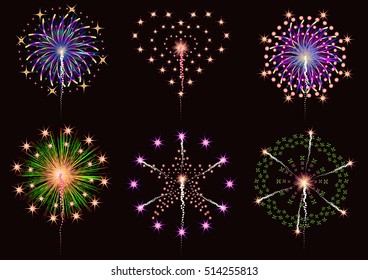 fireworks collection vector set for graphic or website layout vector
