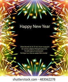 fireworks, color card, horizontal, vector, greeting card, congratulations, happy