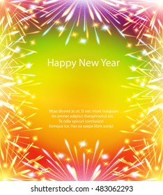 fireworks, color card, horizontal, vector, greeting card, congratulations, happy