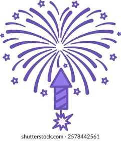 Fireworks Color Icon. Vector Icon. Decorative Lights, Festival or Celebration Accessory. Brazilian Carnival Concept