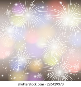 Fireworks colorful background. Vector illustration.