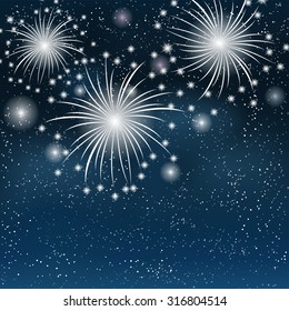 Fireworks colorful background. Vector illustration.