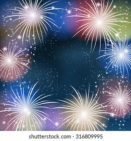 Fireworks colorful background. Vector illustration.