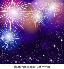 Fireworks colorful background. Vector illustration.