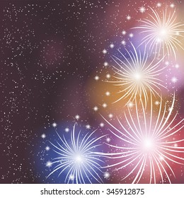 Fireworks colorful background. Vector illustration.