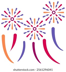 fireworks colorful cartoon vector icon illustration. vector premium isolation concept icon object. cartoon flat style. celebration, birthday, new year.