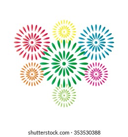 fireworks colorful celebration vector sign isolated on white background
