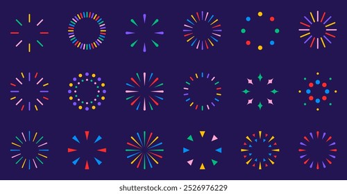 Fireworks colorful vector icons set