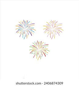 Fireworks Colorful vector illustration isolated. Fireworks display in celebration background.