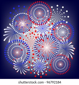 fireworks in colors of usa flag