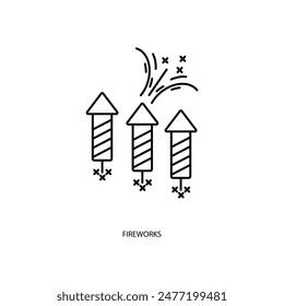 icono de línea conceptual de fireworks. Ilustración de elemento simple. diseño de símbolo de esquema de concepto de fuegos artificiales.
