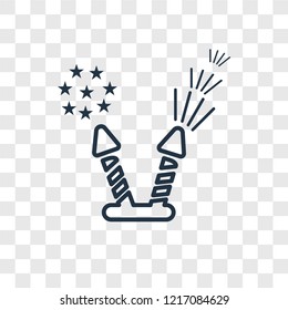 Fireworks concept vector linear icon isolated on transparent background, Fireworks concept transparency concept in outline style