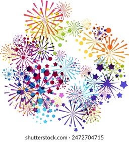 Fireworks. Design element from explosion flashes. Decoration for festival, holiday and events.