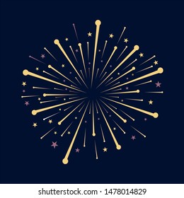 Fireworks design element vector template event background., full color art logo illustration.