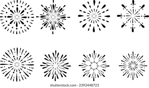 fireworks design set, fire cracker blast vector