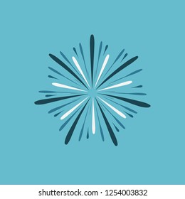 Fireworks display celebration icon in flat design with blue background. In white and blue colors for Israel Independence Day holiday concept.