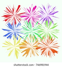 Fireworks display celebration vector illustration. Flat design