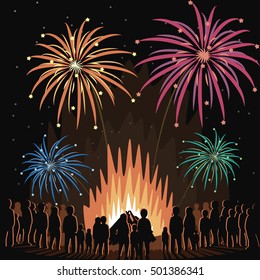 Fireworks Display Flyer Vector Illustration Poster