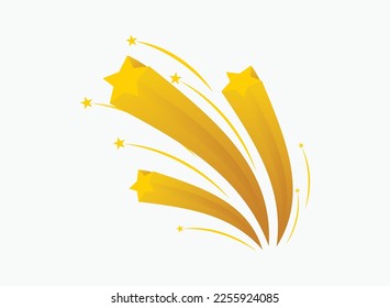 Fireworks display, Flying star set. Golden star