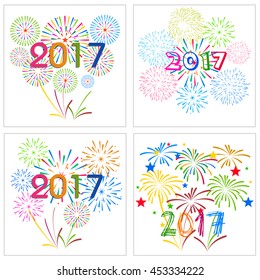 Fireworks display happy New Year 2017 collection