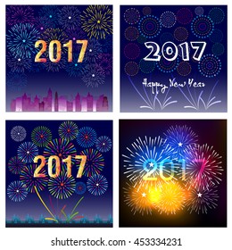 Fireworks display happy New Year 2017 collection