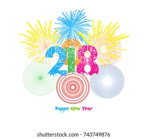 Fireworks display for happy new year 2018